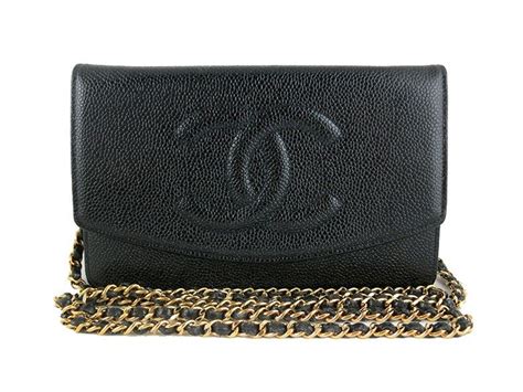 2000-2002 chanel black caviar clutch with chain|CHANEL Pre.